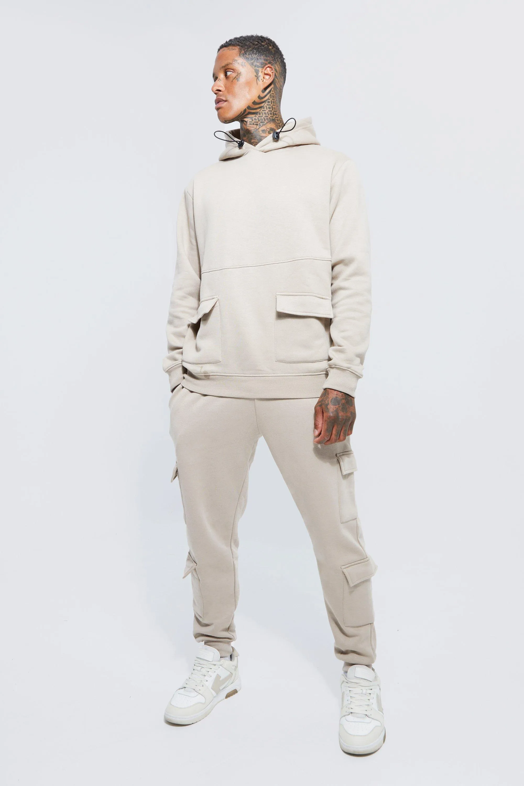 Cargo Hooded Tracksuit With Bungee Drawcords