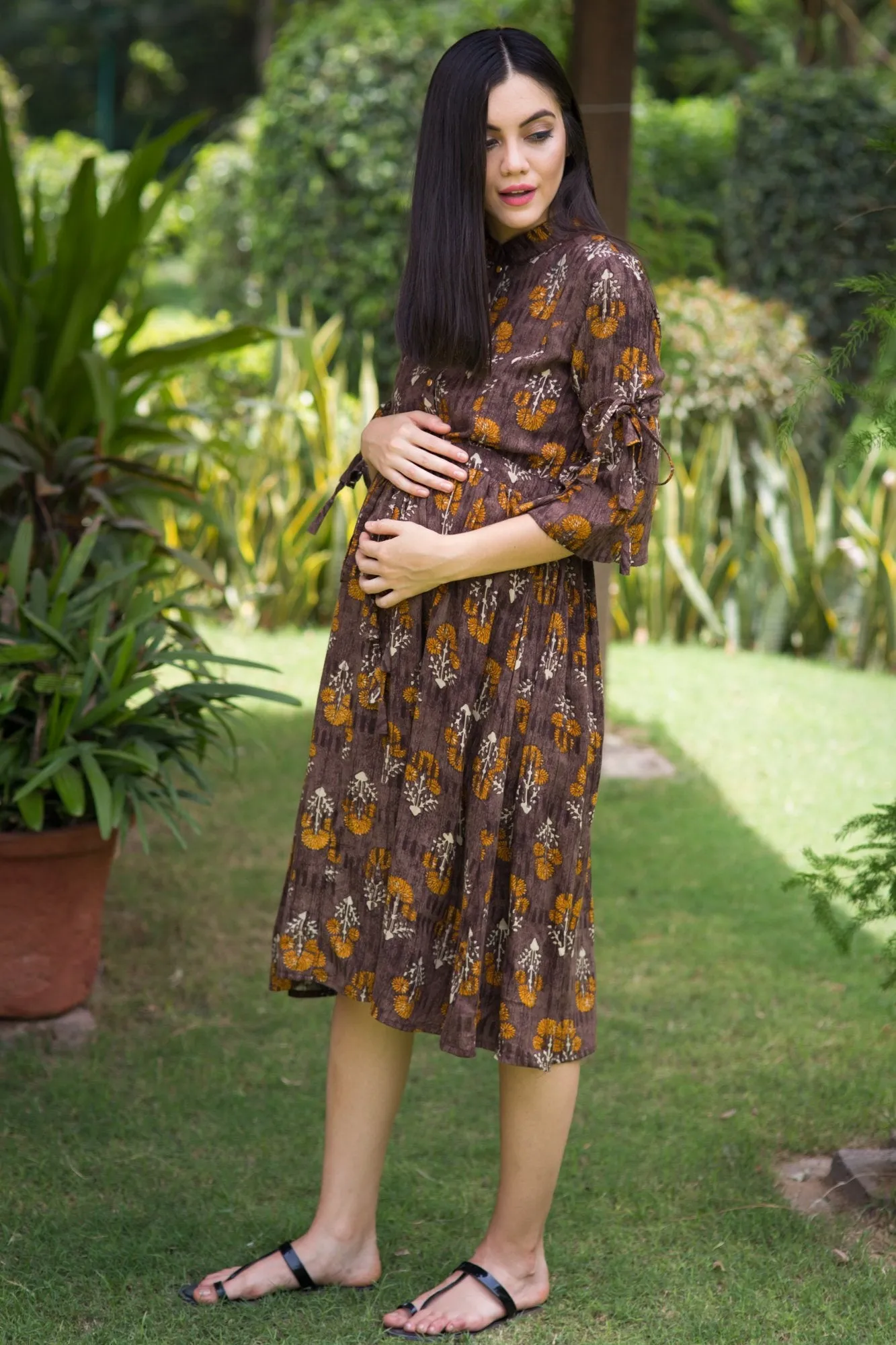 Coco Block Tie Maternity & Nursing Kurta Dress