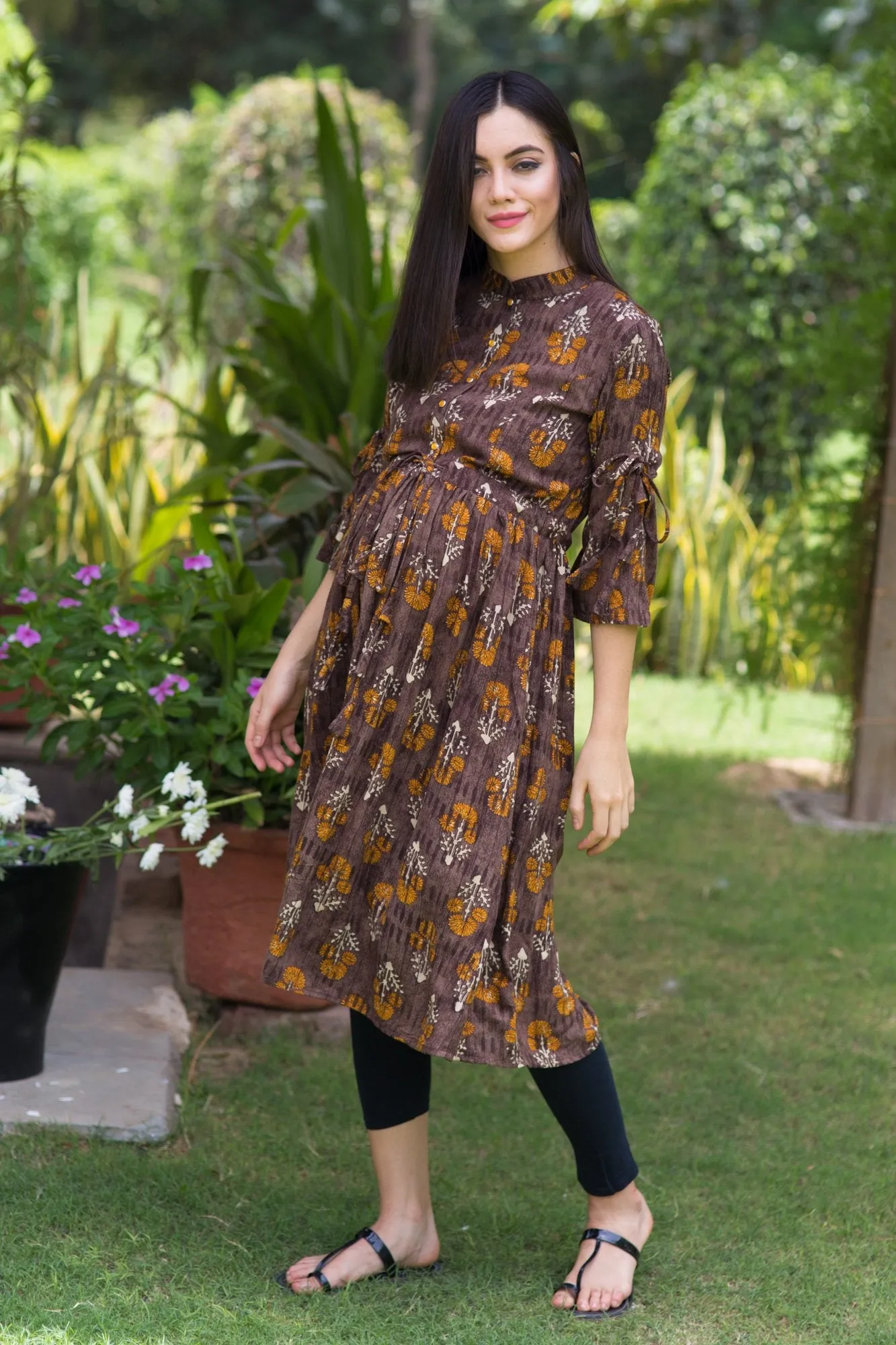 Coco Block Tie Maternity & Nursing Kurta Dress