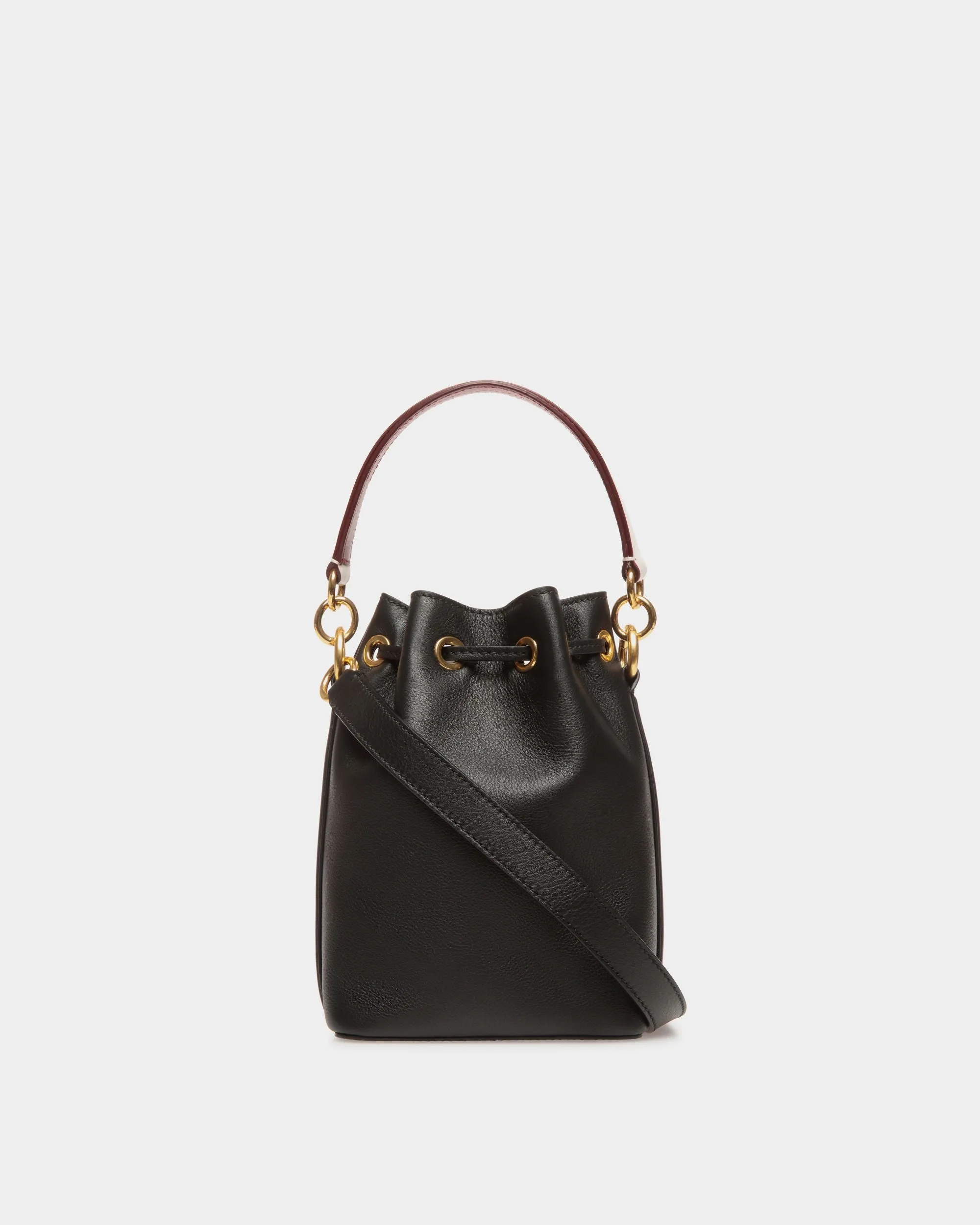 Code Mini Bucket Bag in Black Leather 