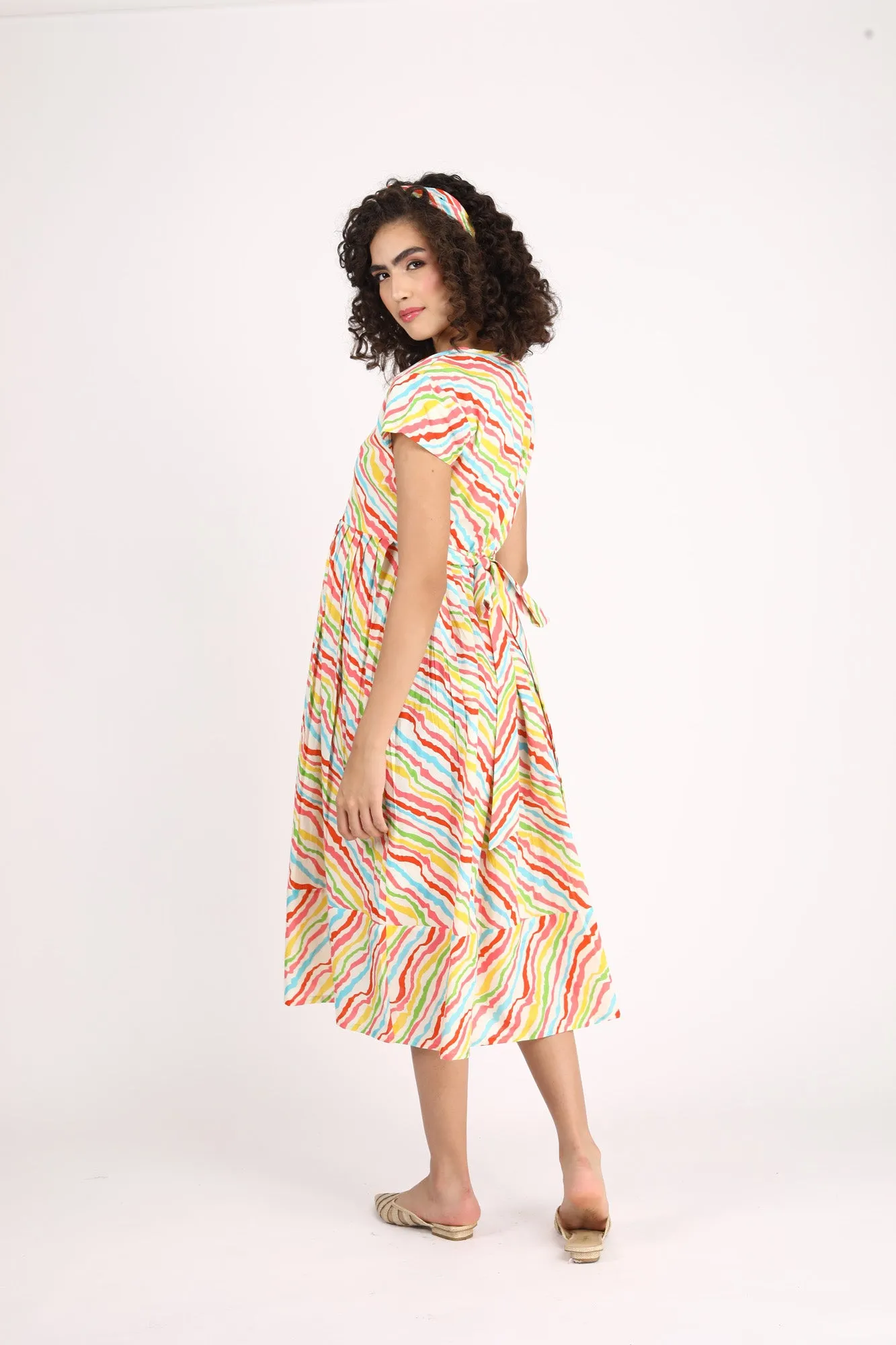 Colorful Striped Maternity & Nursing Dress