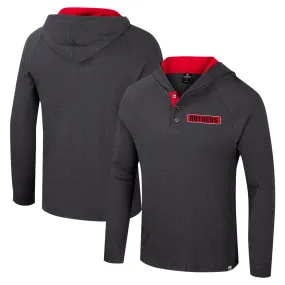 Colosseum  Rutgers Scarlet Knights Charcoal Dujour Ralgan Long Sleeve Henley Hoodie T-Shirt