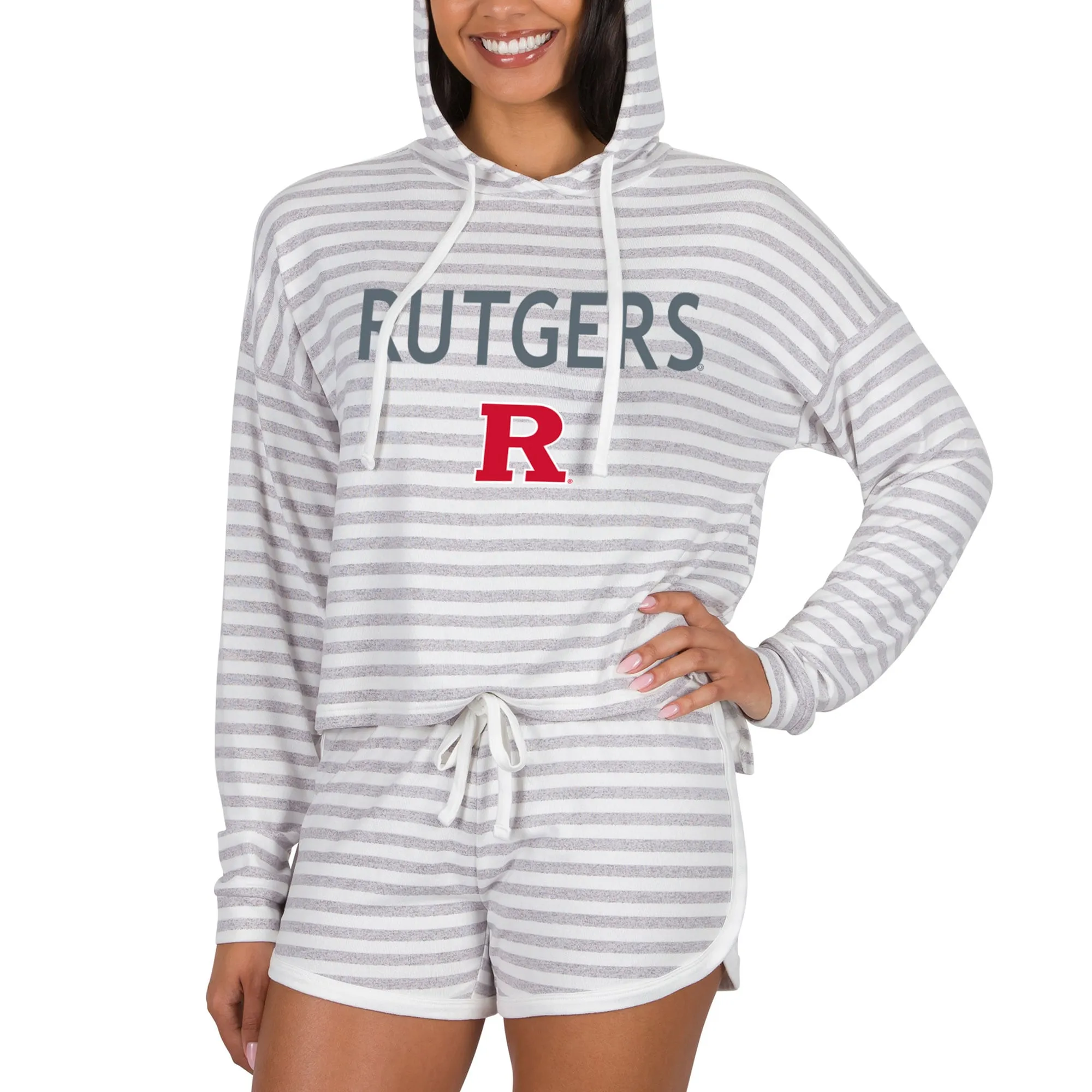 Concepts Sport Rutgers Scarlet Knights Women's Cream Visibility Long Sleeve Hoodie T-Shirt & Shorts Set