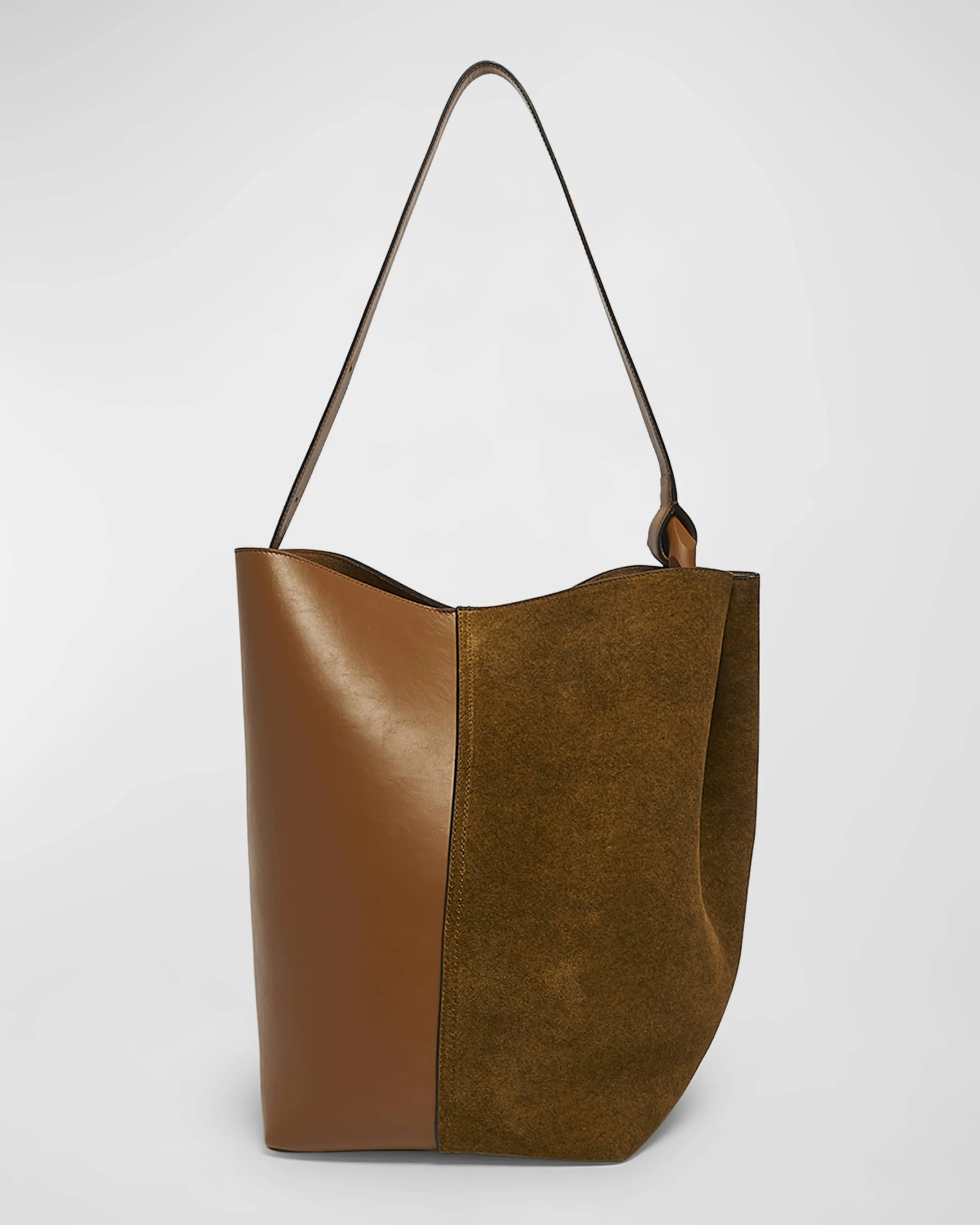 Corner Large Suede & Leather Bucket Bag