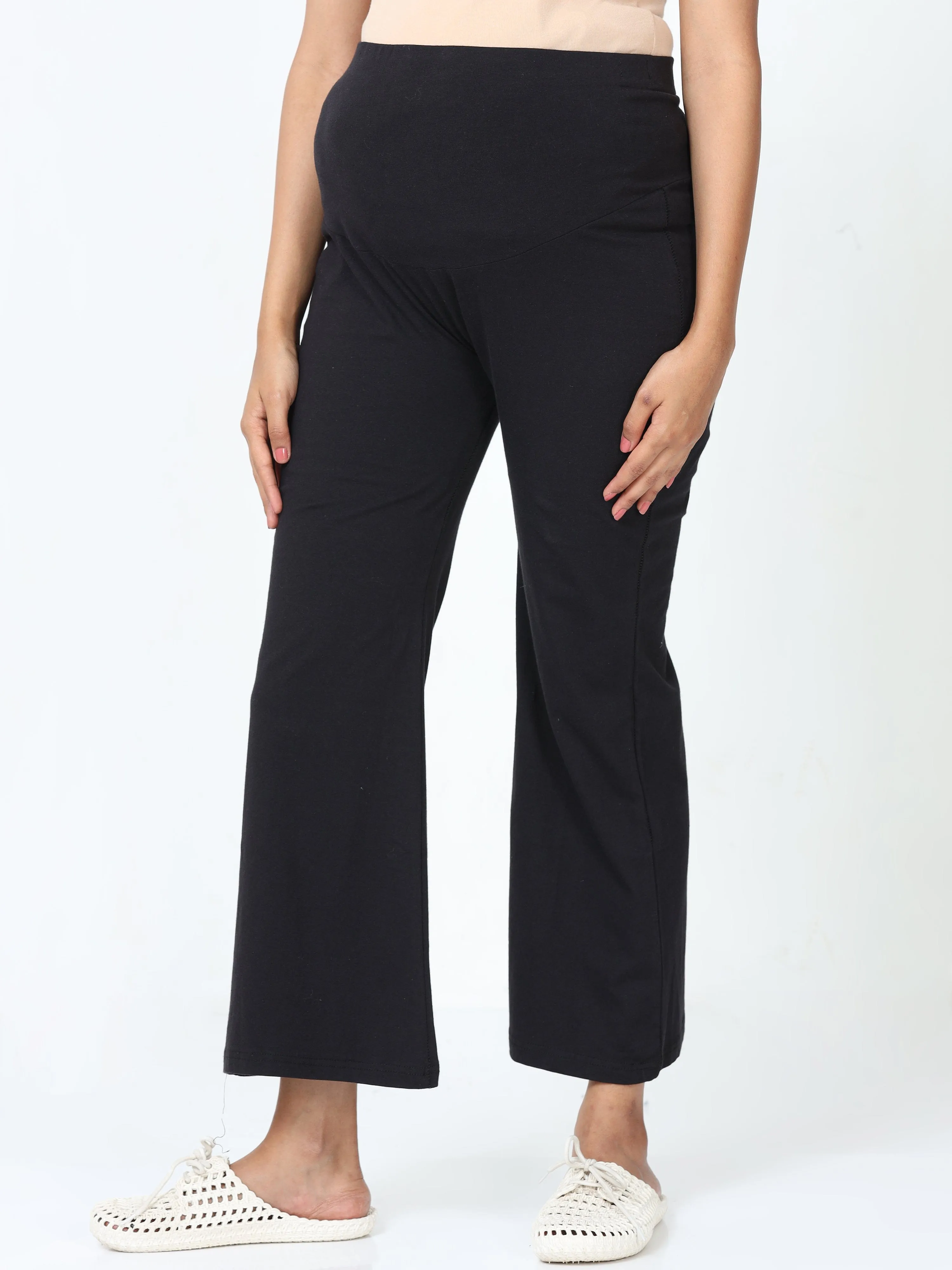 Cotton Maternity Black Plazo