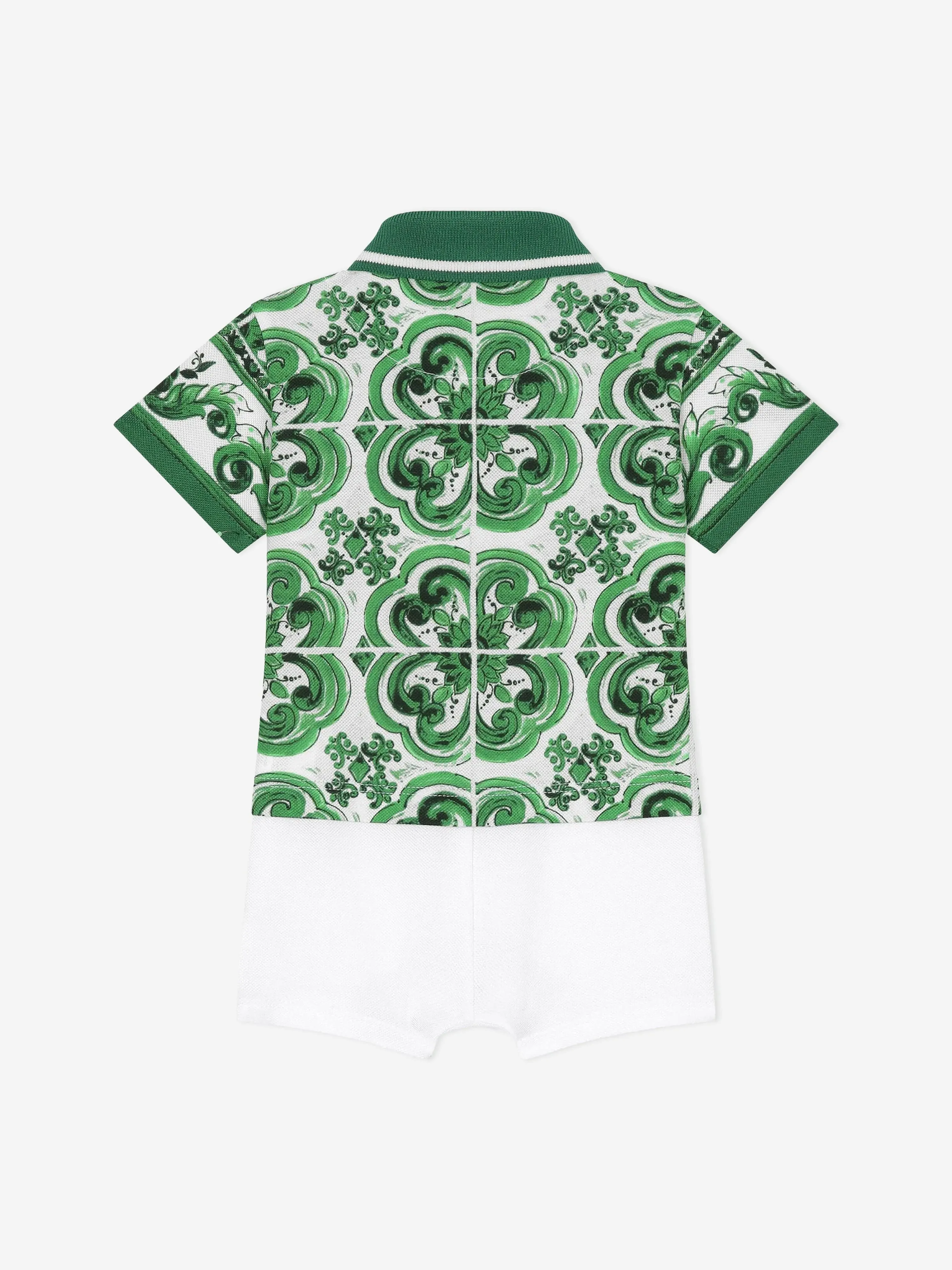 Dolce & Gabbana Baby Boys Maiolica Print Romper in Green