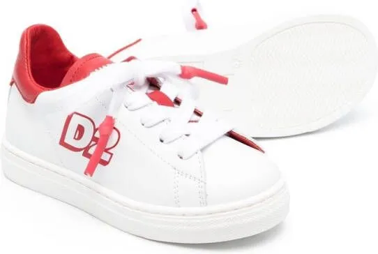 DSQUARED2 KIDS logo-print two-tone sneakers White