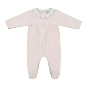 Feltman Brothers Velour Rose Ruffle Collar Romper Pink