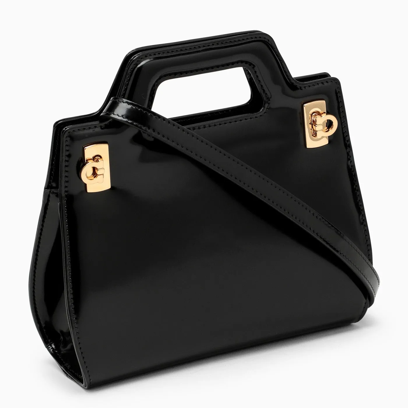 Ferragamo    Ferragamo Black Leather Wanda Bag