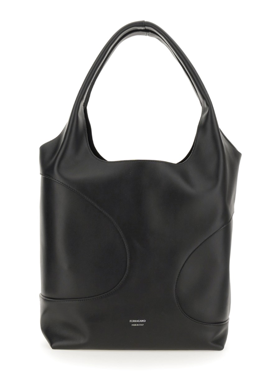 FERRAGAMO    LEATHER CUT OUT HOBO BAG