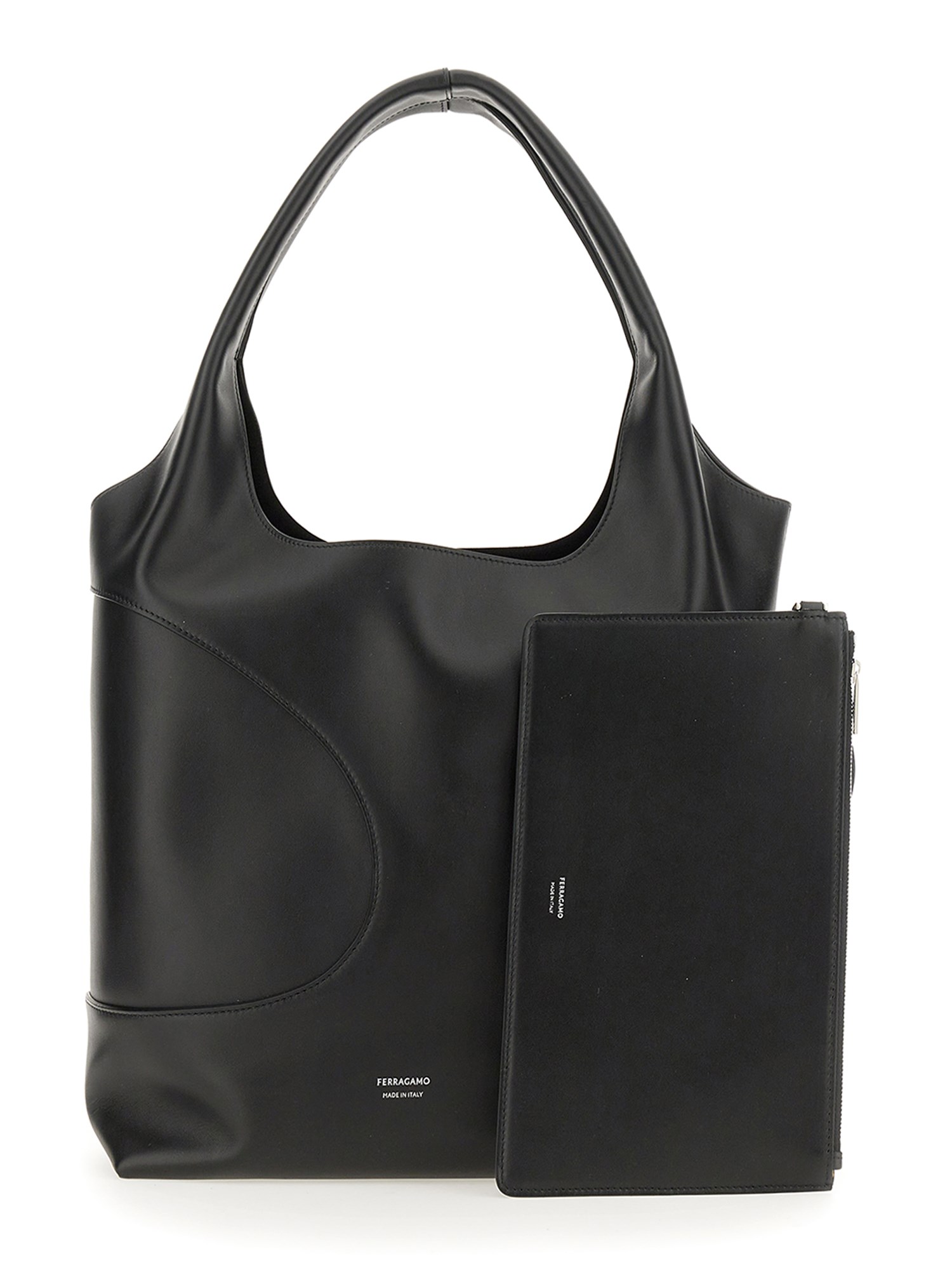 FERRAGAMO    LEATHER CUT OUT HOBO BAG