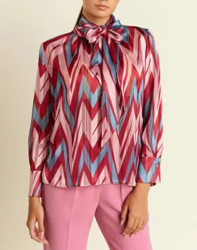 FOREL Printed Blouse with Necktie