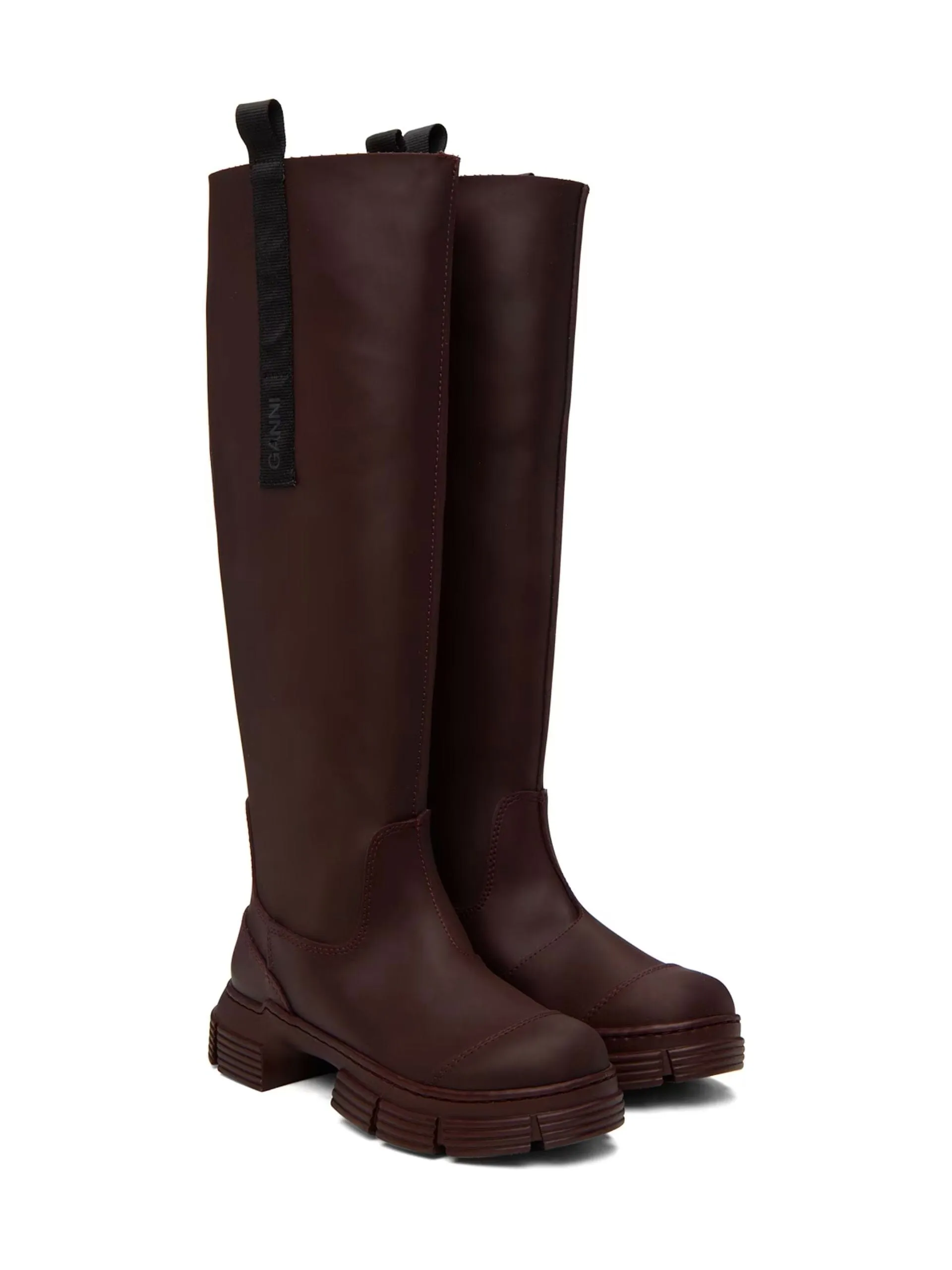 GANNI   Recycled Rubber Country Boot / Burgundy