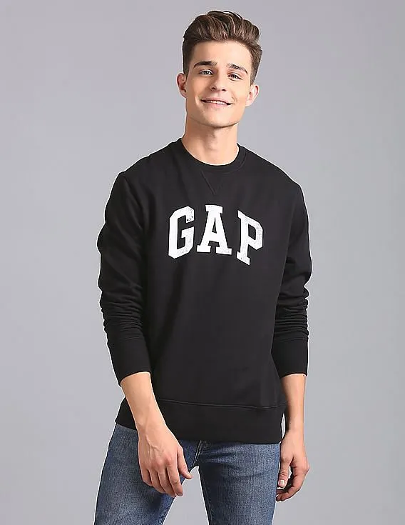 GAP Men Black Logo Fleece Sweatshirt