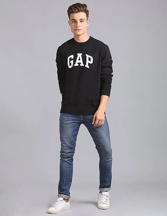 GAP Men Black Logo Fleece Sweatshirt