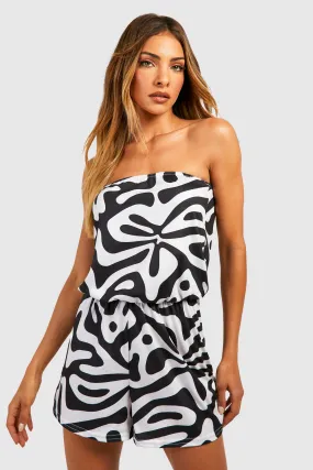 Geo Print Bandeau Beach Romper