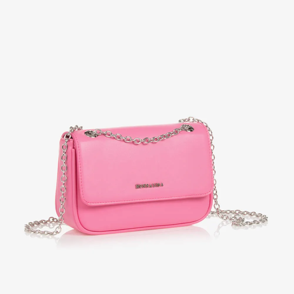 Girls Neon Pink Faux Leather Bag (21cm)