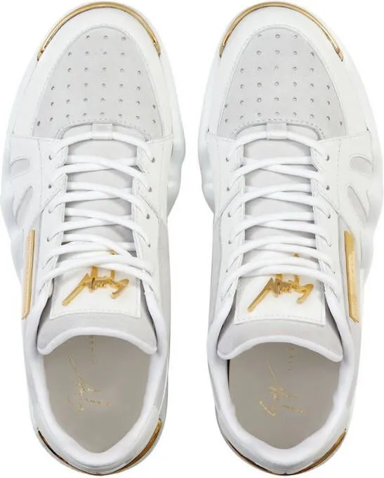 Giuseppe Zanotti tonal panelled perforated sneakers White