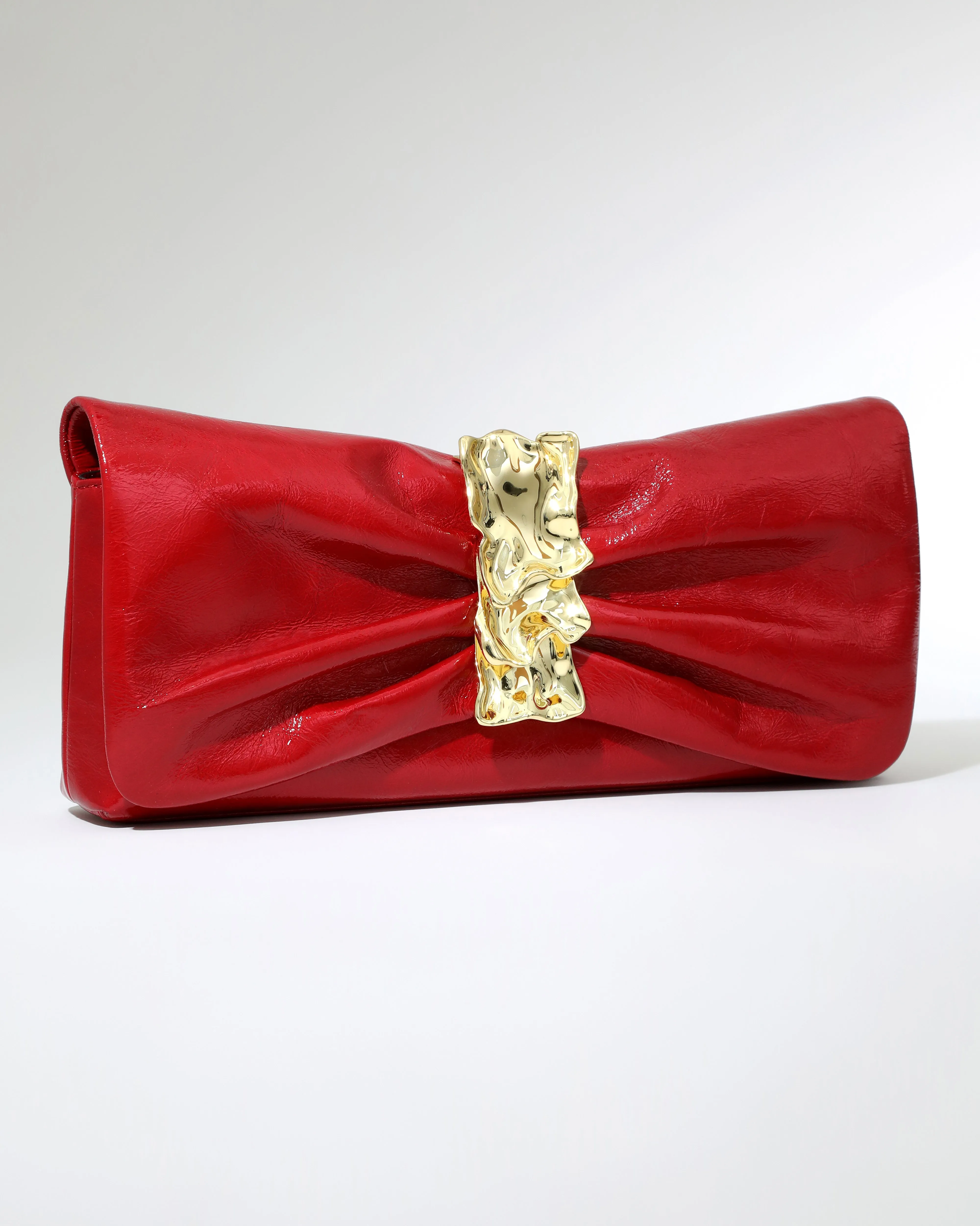 Gold Ribbon Convertible Shoulder Bag- Rouge