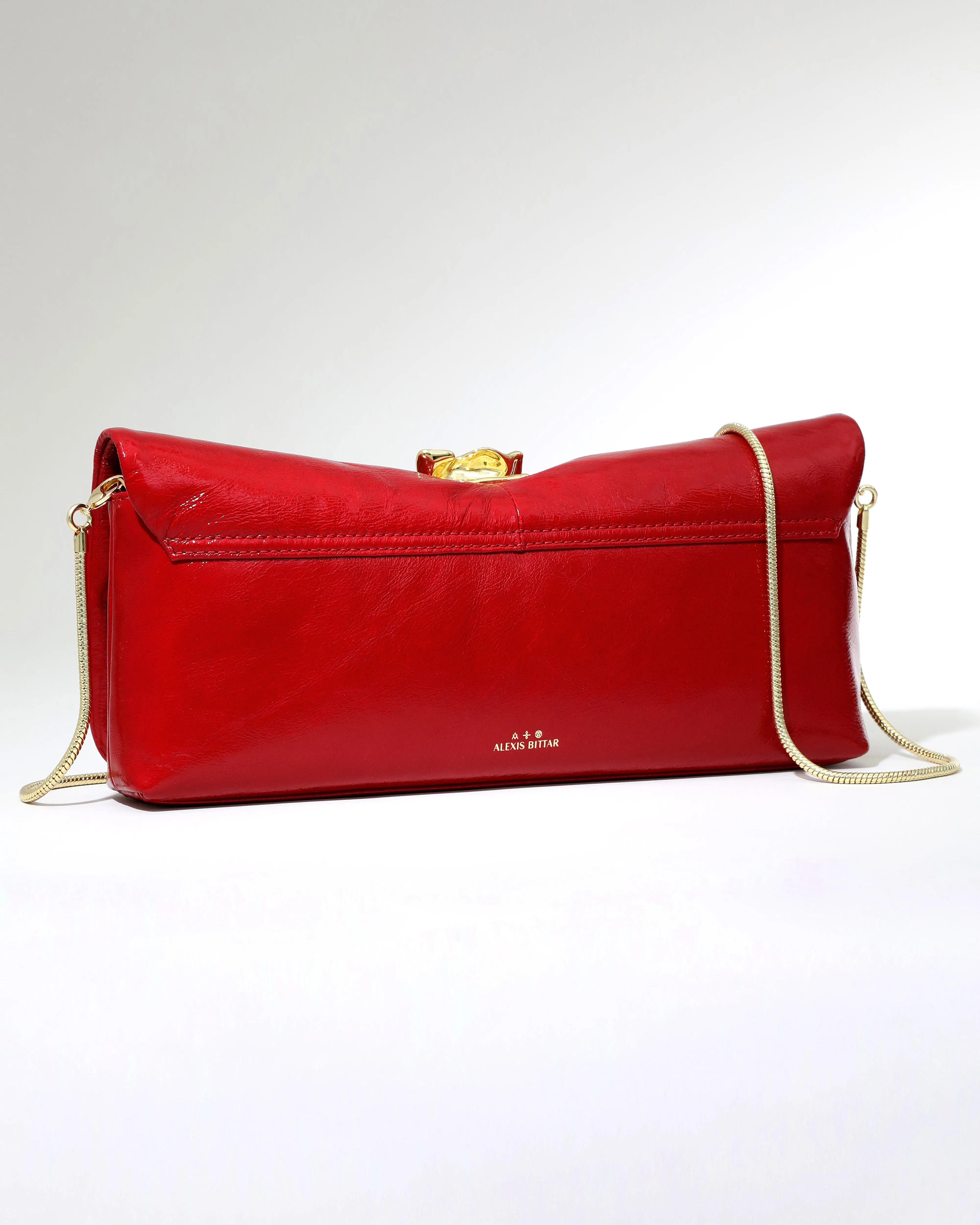 Gold Ribbon Convertible Shoulder Bag- Rouge