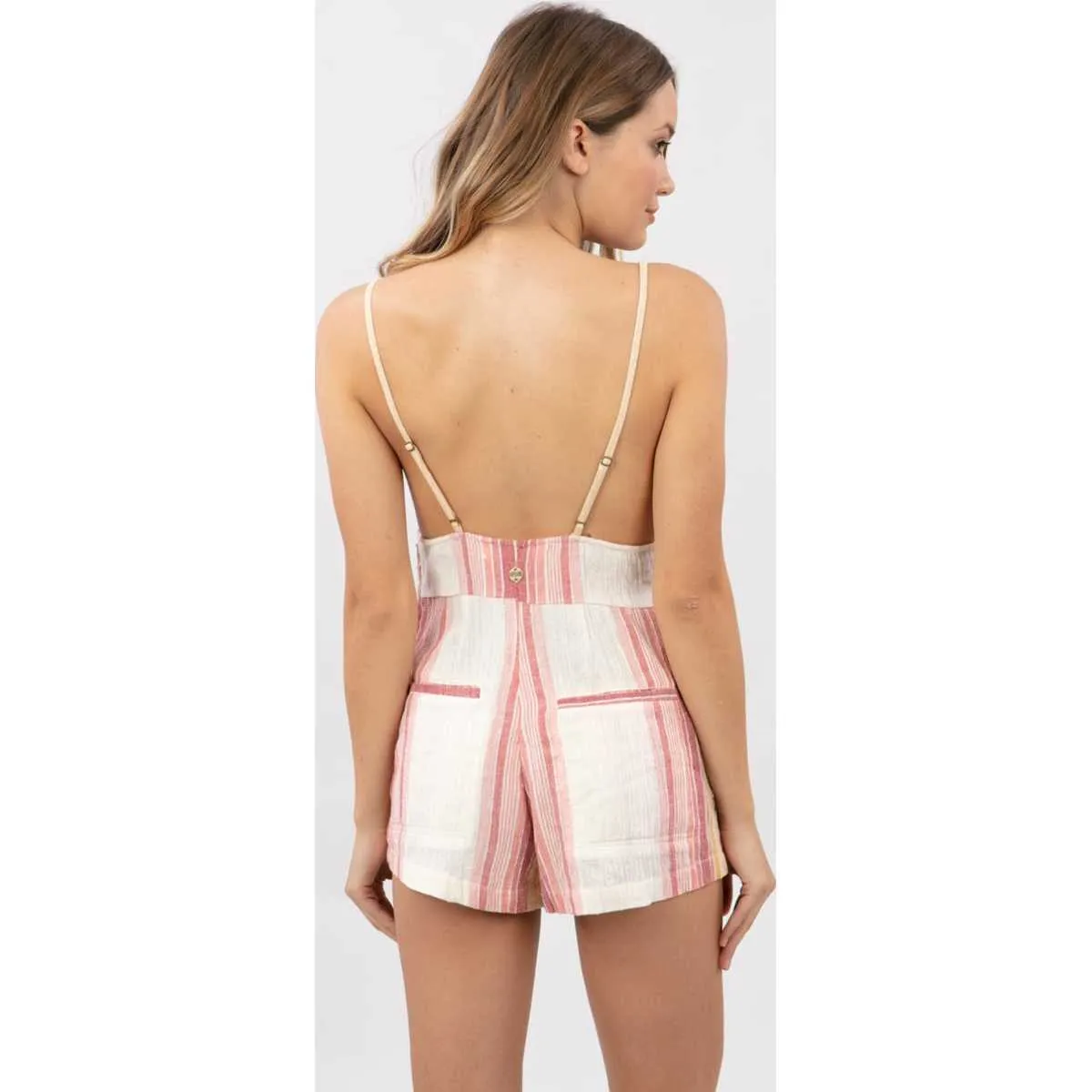 Golden Days Stripe Romper in Bone