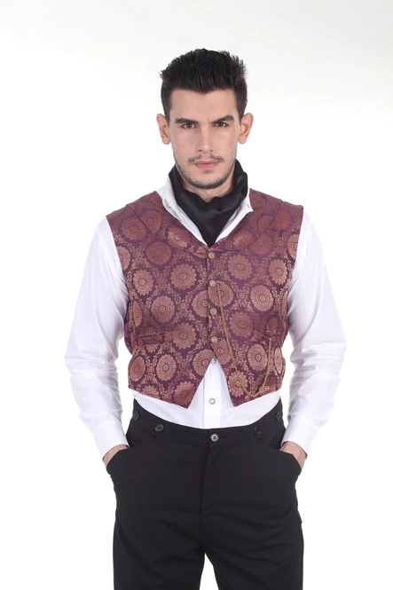 Gothic Neo Men's Purple Brocade Vest C1322