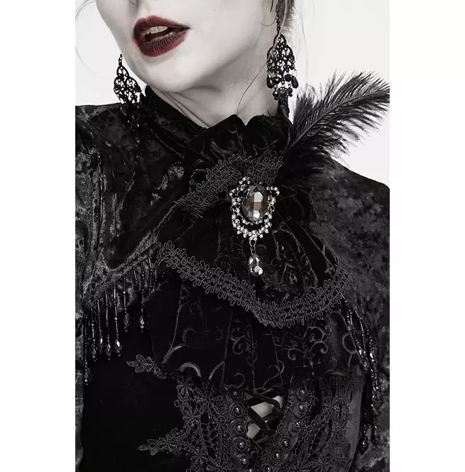 Gothic Women's Embroidered Jacquard Ruffled Necktie