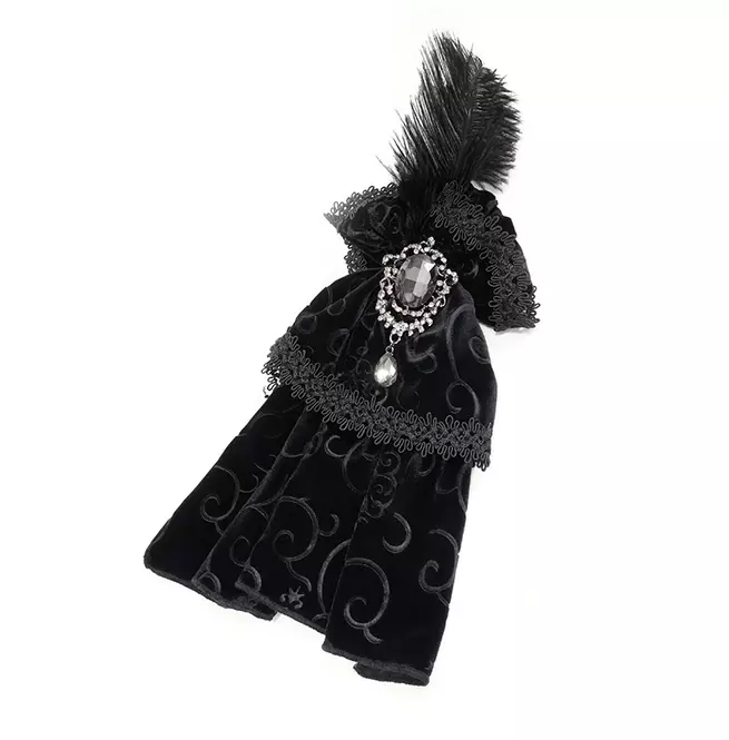 Gothic Women's Embroidered Jacquard Ruffled Necktie