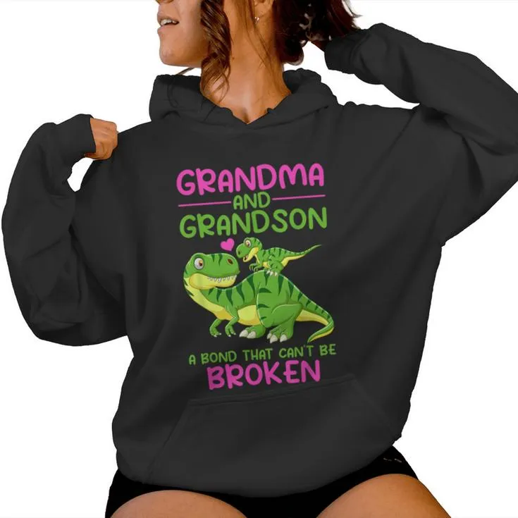 Grandma And Grandson A Bond That Can't Be Broken Dinosaurs Women Hoodie