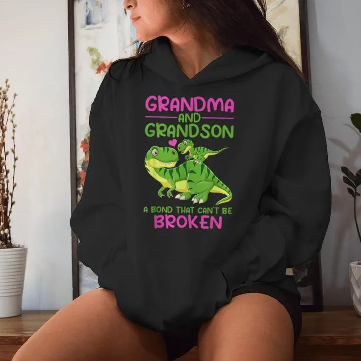 Grandma And Grandson A Bond That Can't Be Broken Dinosaurs Women Hoodie