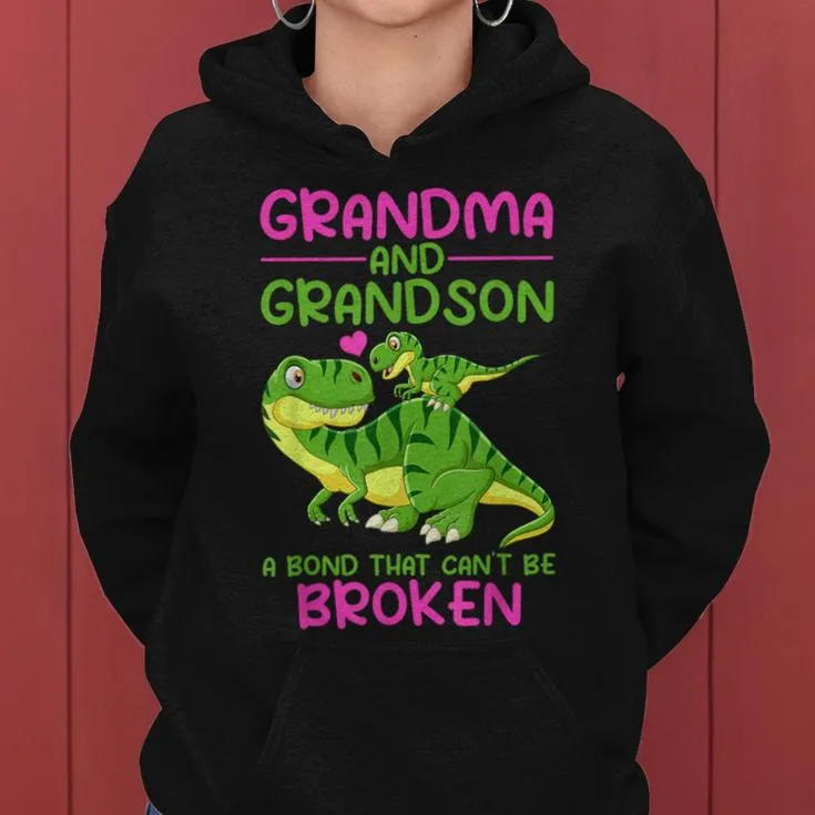 Grandma And Grandson A Bond That Can't Be Broken Dinosaurs Women Hoodie