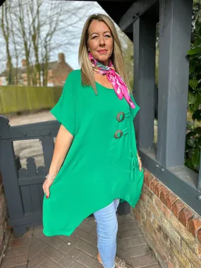 Green Dipped Hem Crepe Tunic Angie