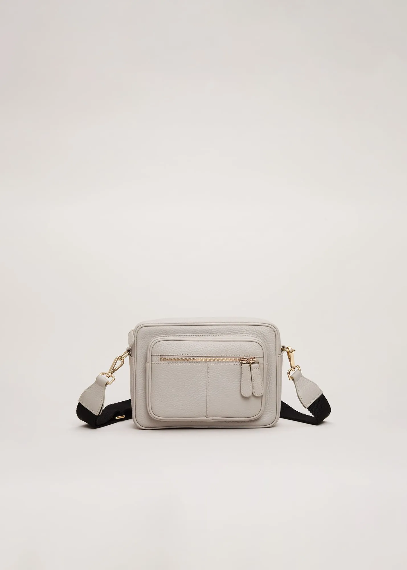 Grey Leather Cross Body Bag