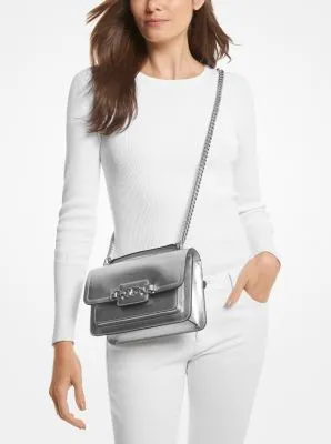 Heather Large Metallic Leather Shoulder Bag