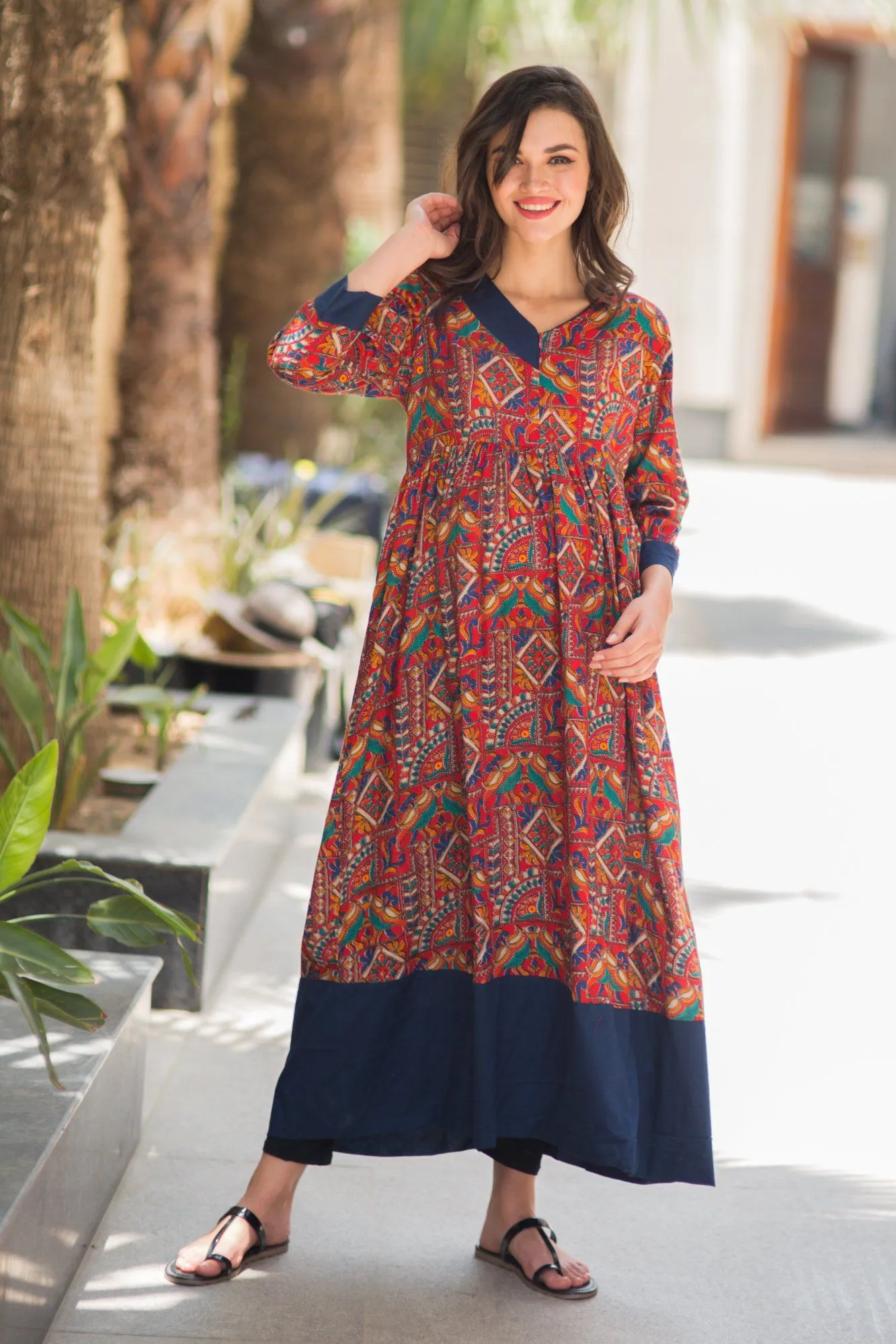 Indian Traditional Thread Motif Maternity & Nursing Kurta