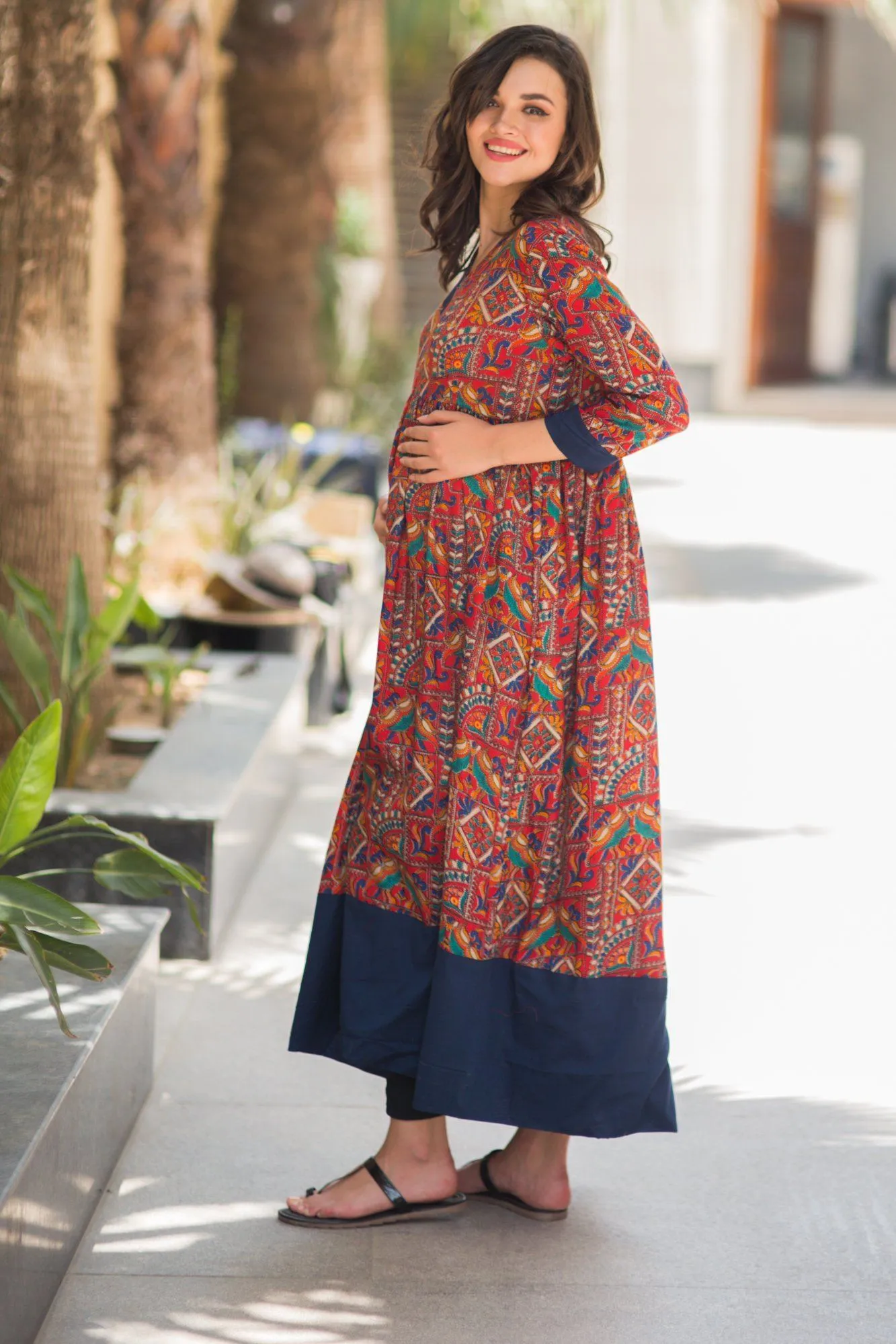 Indian Traditional Thread Motif Maternity & Nursing Kurta