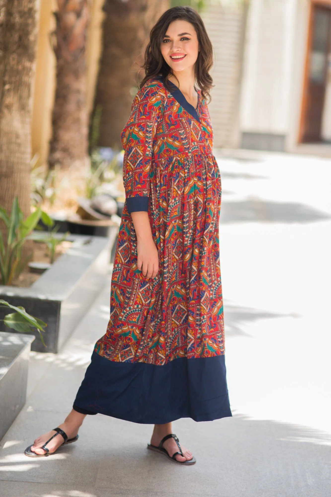 Indian Traditional Thread Motif Maternity & Nursing Kurta