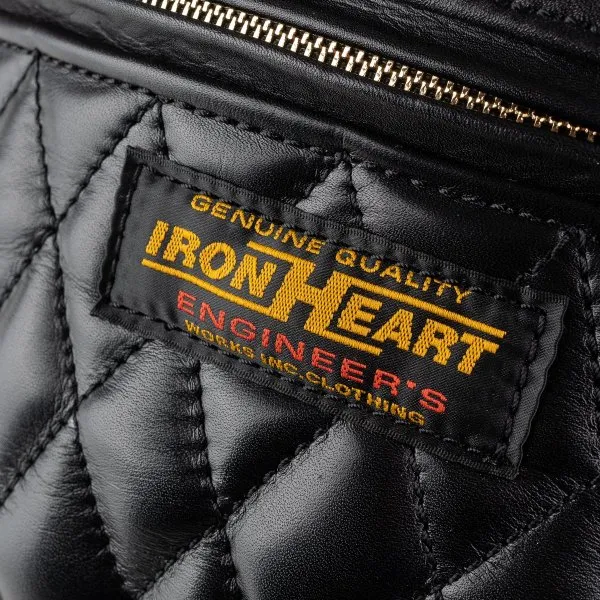 Iron Heart Diamond Stitched Leather Waist Bag Black