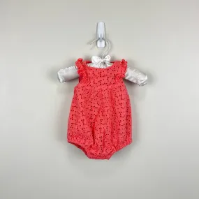 Jacadi Paris Coral Pink Eyelet Romper 1 Month