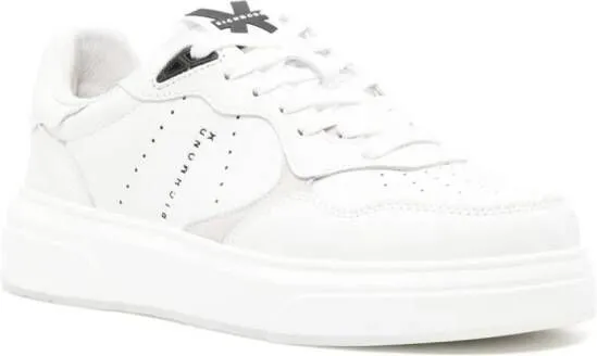 John Richmond logo-print leather sneakers White