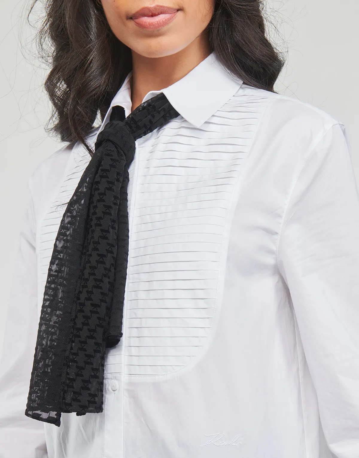 Karl Lagerfeld BIB SHIRT W/ MONOGRAM NECKTIE