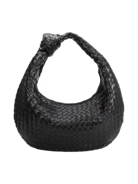 Katherine Woven Shoulder Bag - Black