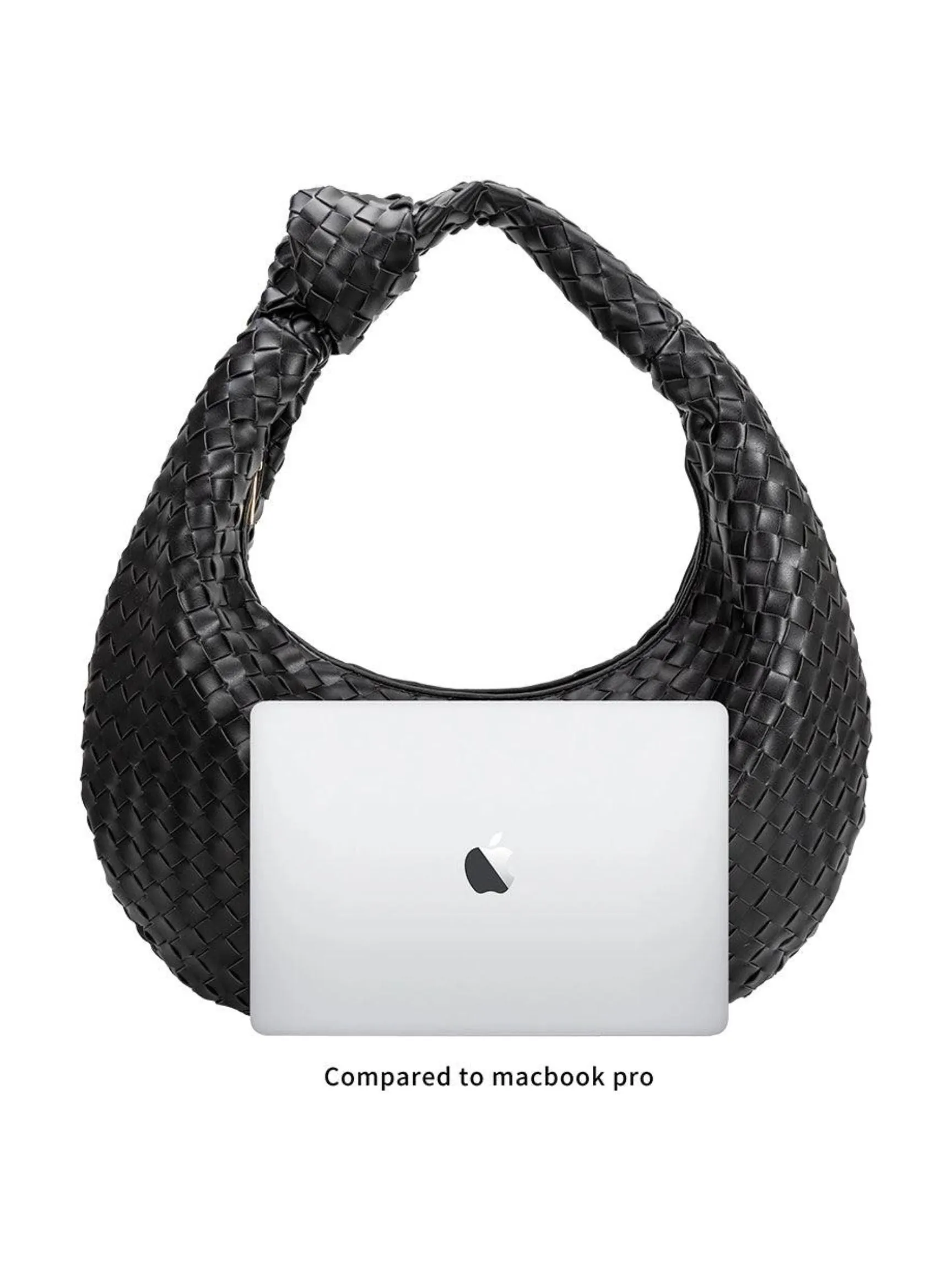 Katherine Woven Shoulder Bag - Black