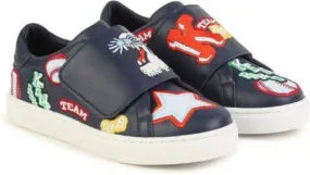 Kenzo Kids embroidered low-top sneakers Blue