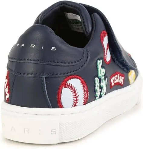 Kenzo Kids embroidered low-top sneakers Blue