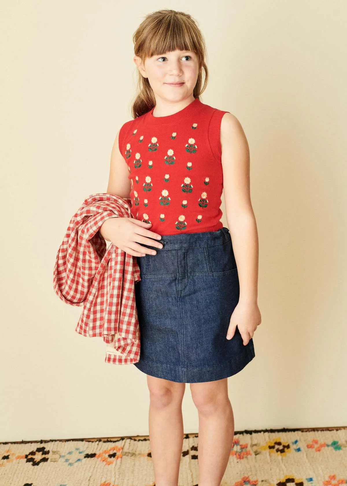 Kids Caramel NIGELLA VEST  - TOMATO