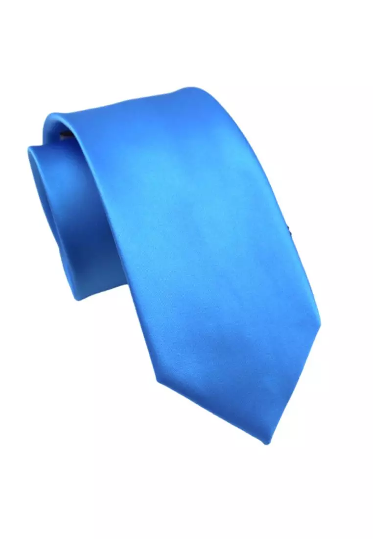 Kings Collection Solid Color Blue Tie Formal Necktie for Men KCBT2341