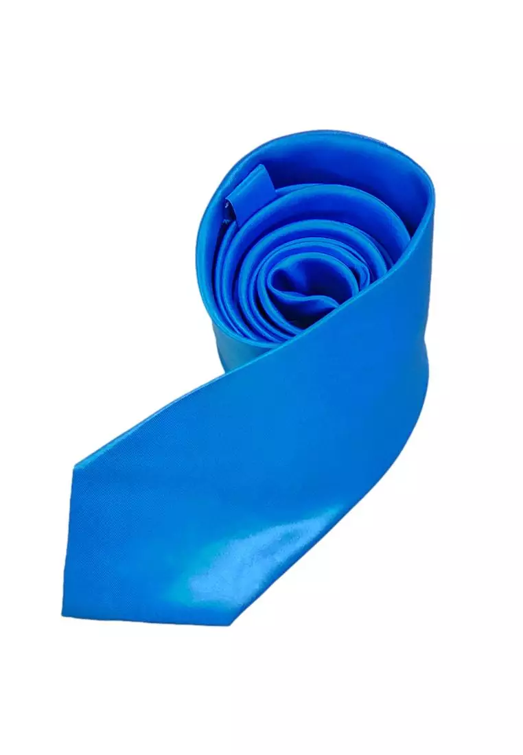 Kings Collection Solid Color Blue Tie Formal Necktie for Men KCBT2341