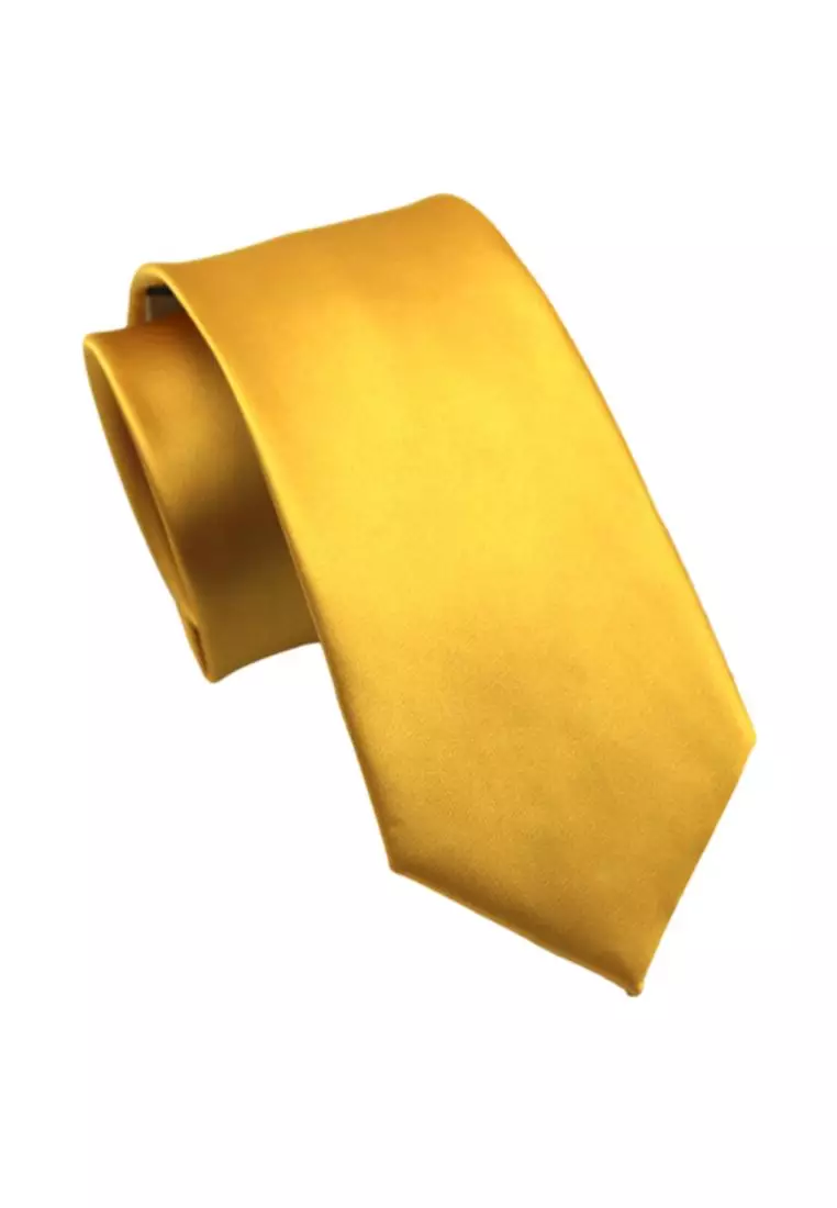 Kings Collection Solid Color Yellow Tie Formal Necktie for Men KCBT2342