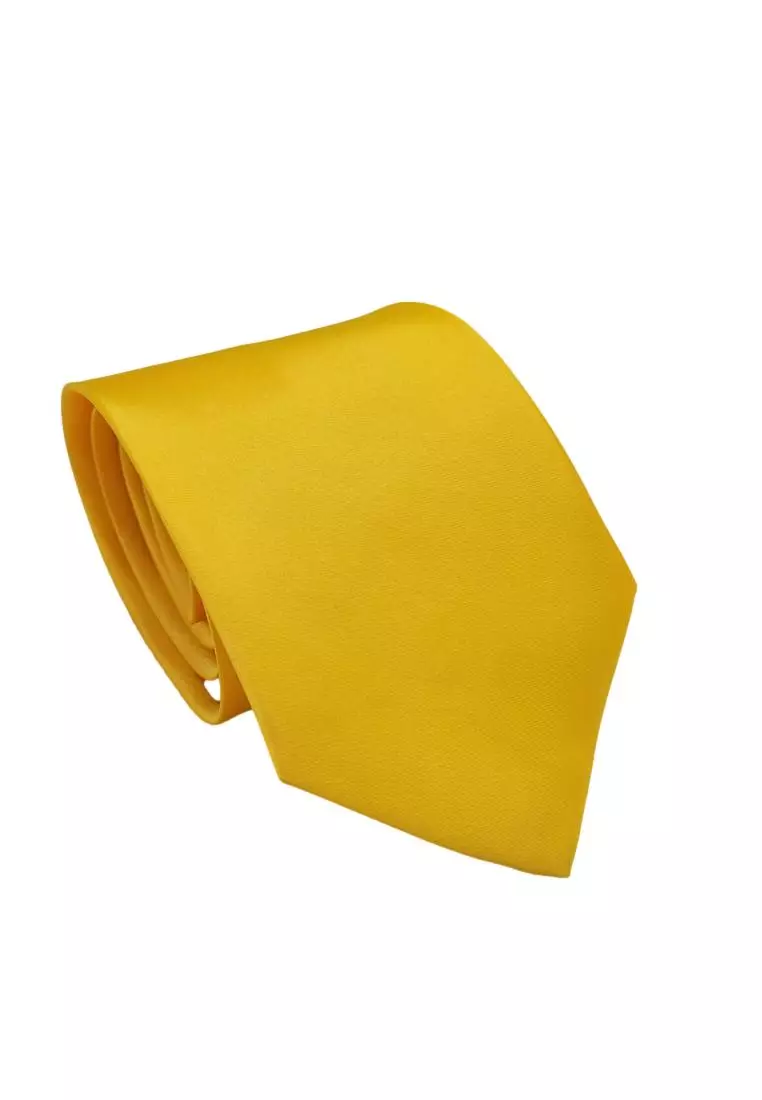 Kings Collection Solid Color Yellow Tie Formal Necktie for Men KCBT2342